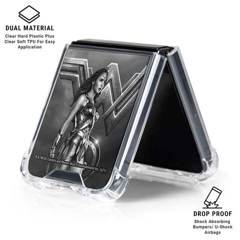 The Justice League (2017) Wonder Woman Poster Galaxy Z Flip6 Clear Case